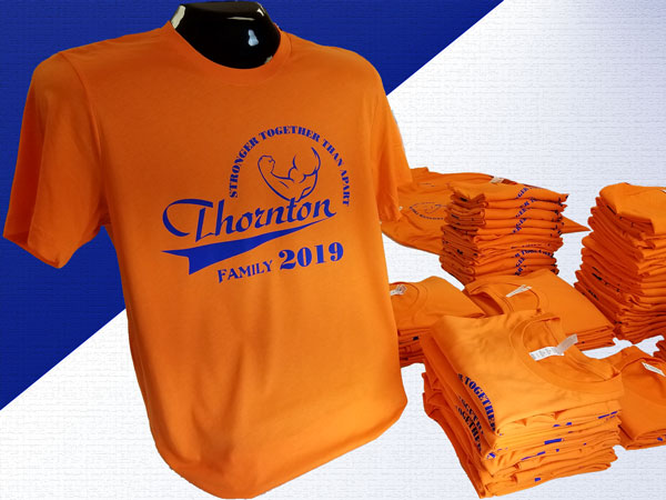 Custom family reunion shirts printed for a group in Joliet and Romeoville Illinois