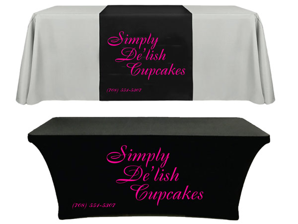 Custom branded table cloths and table covers for events in Joliet and Crest Hill Illinois